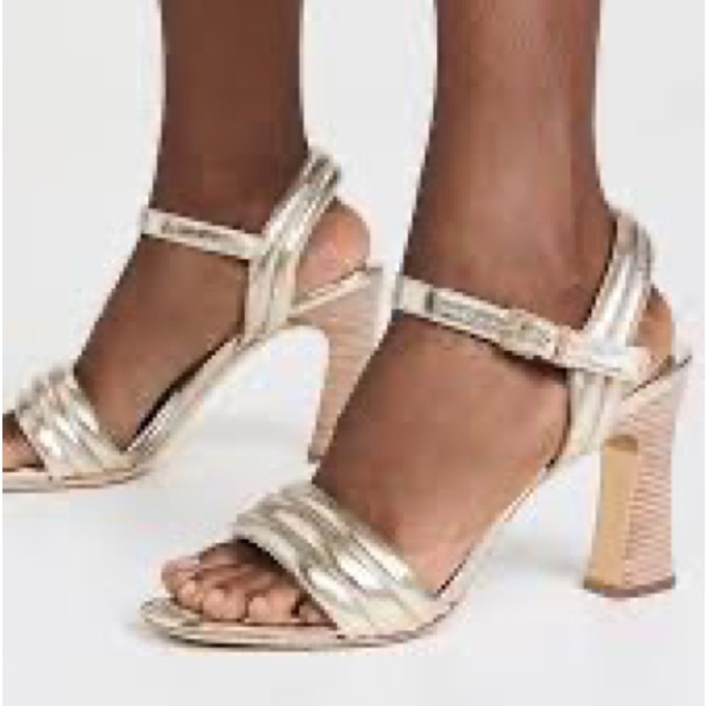 Tory Burch gold metallic leather Puffy Sandals 100mm quilted heels